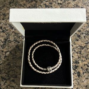 Pandora double braided leather bracelet.